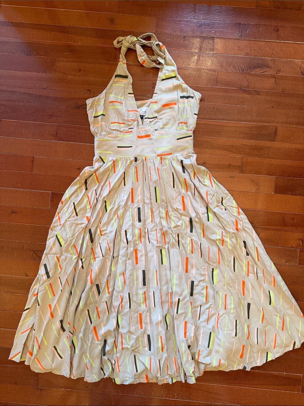 Melow Garance Neon Stripe Halter Dress - sz Small